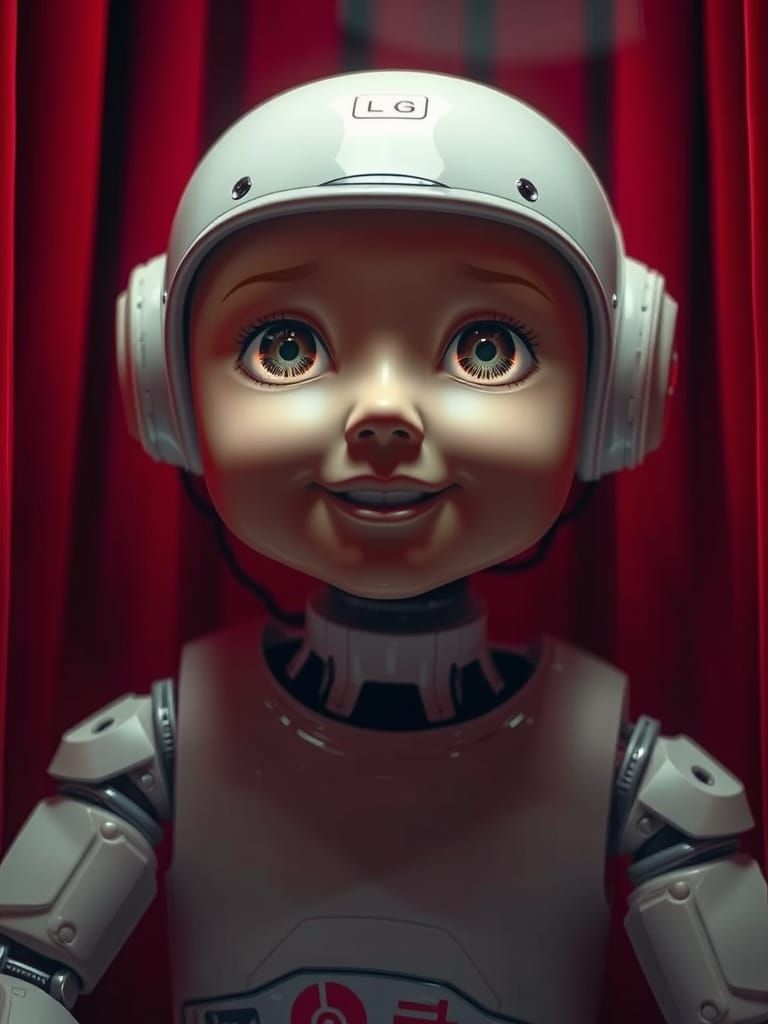 Photorealistic Android Robot in Photo Booth