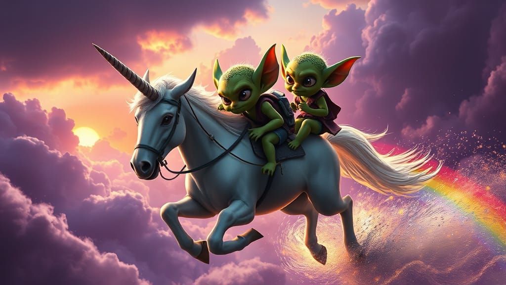 Vibrant Dark Fantasy Unicorn Ride