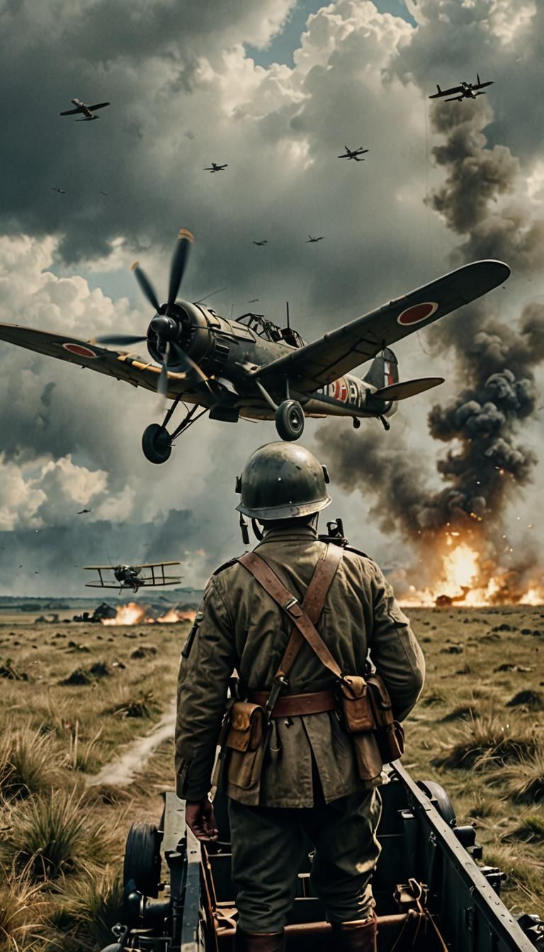 WWI Tail Gunner Spots Enemy Fighter: Cinematic Still