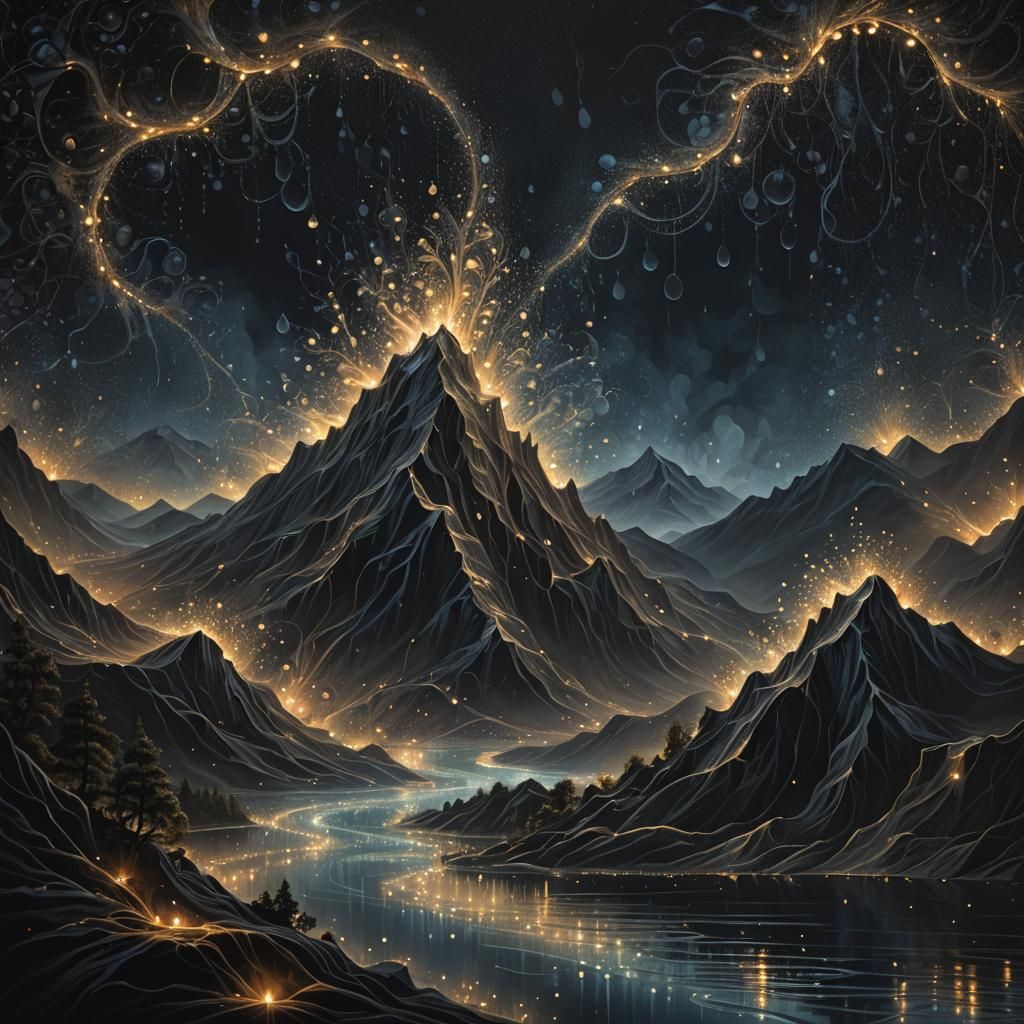 Water Spirit Illuminates Mountain Lake at Night