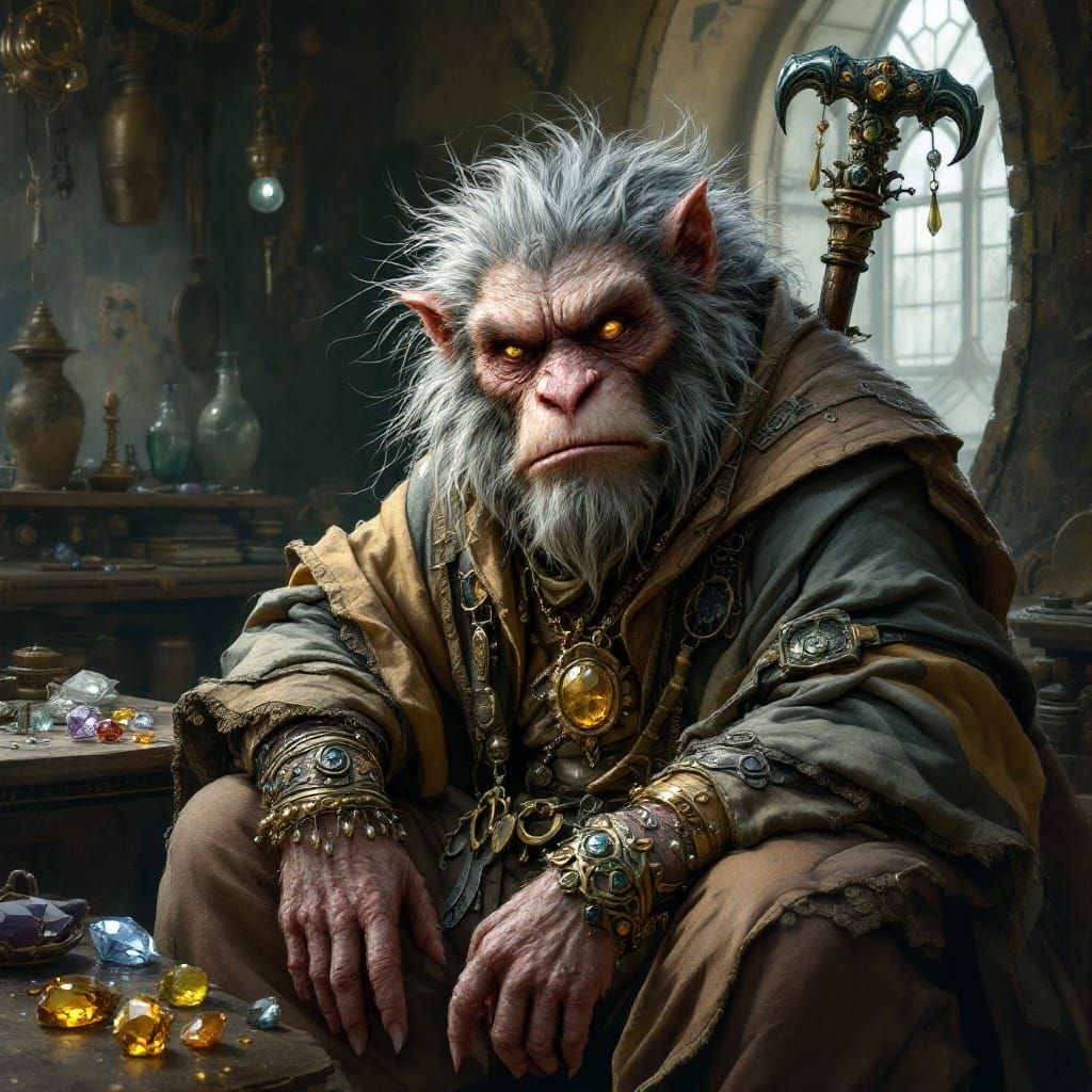 Bugbear Jeweler's Assistant in Mystical Realism Style