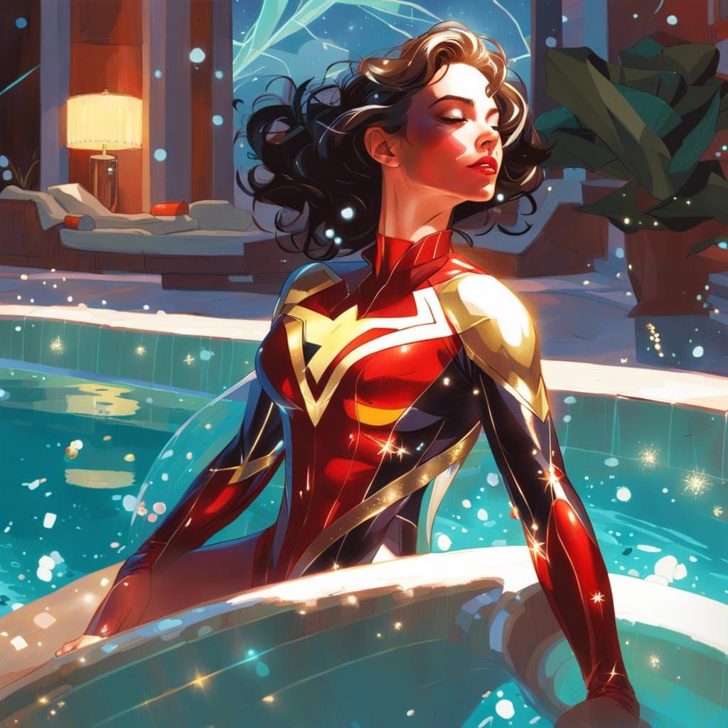 Superhero Woman's Vacation: Digital Illustration