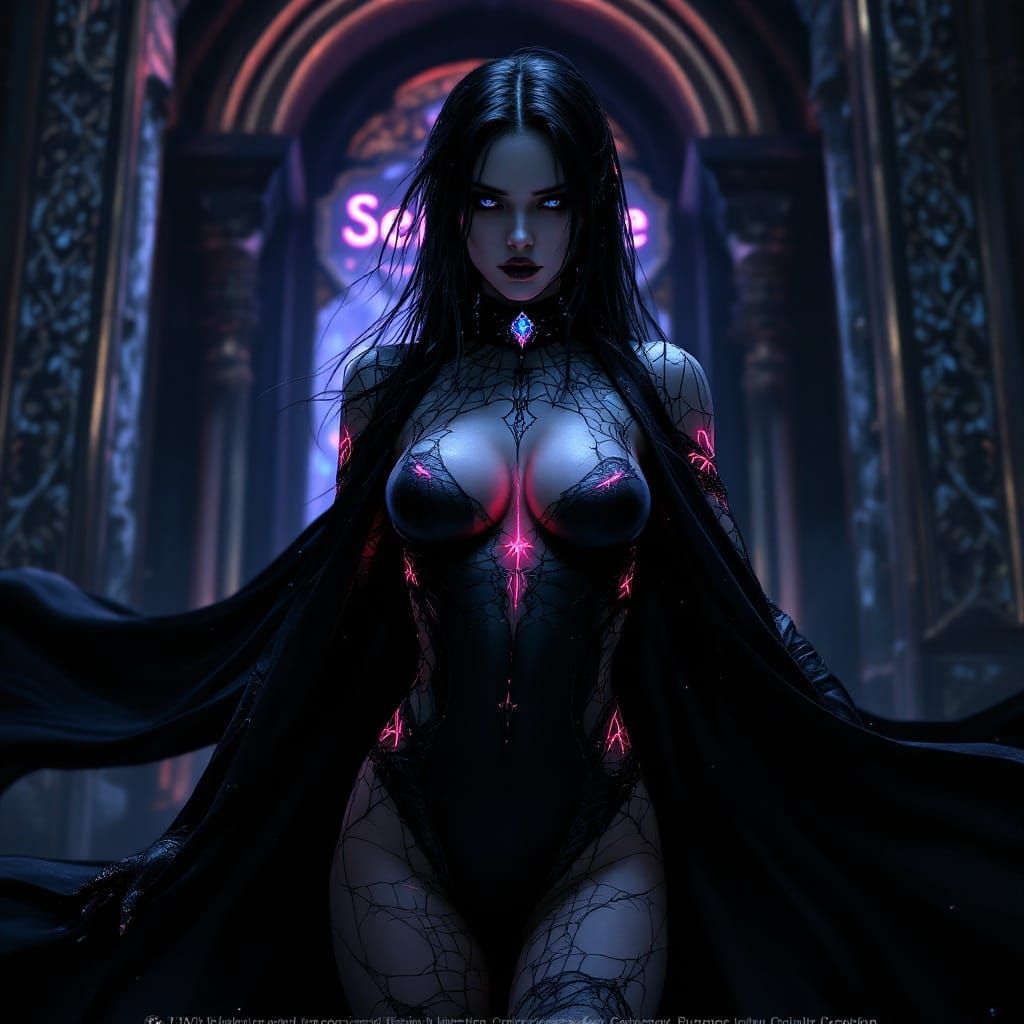 Goth Vampire Selene in Dark Fantasy Pose