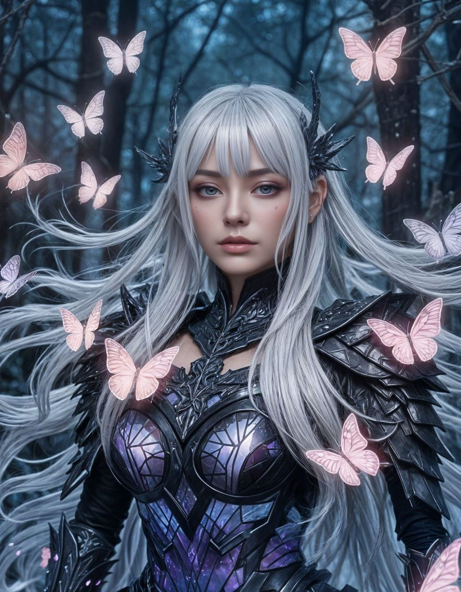Anime Empress with Silver Hair and Violet Crystals