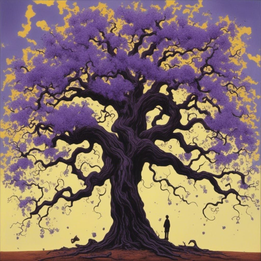 Jacaranda Tree in Twisted Ink Style
