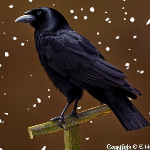 Crow in Snow: Striking Black and White Image