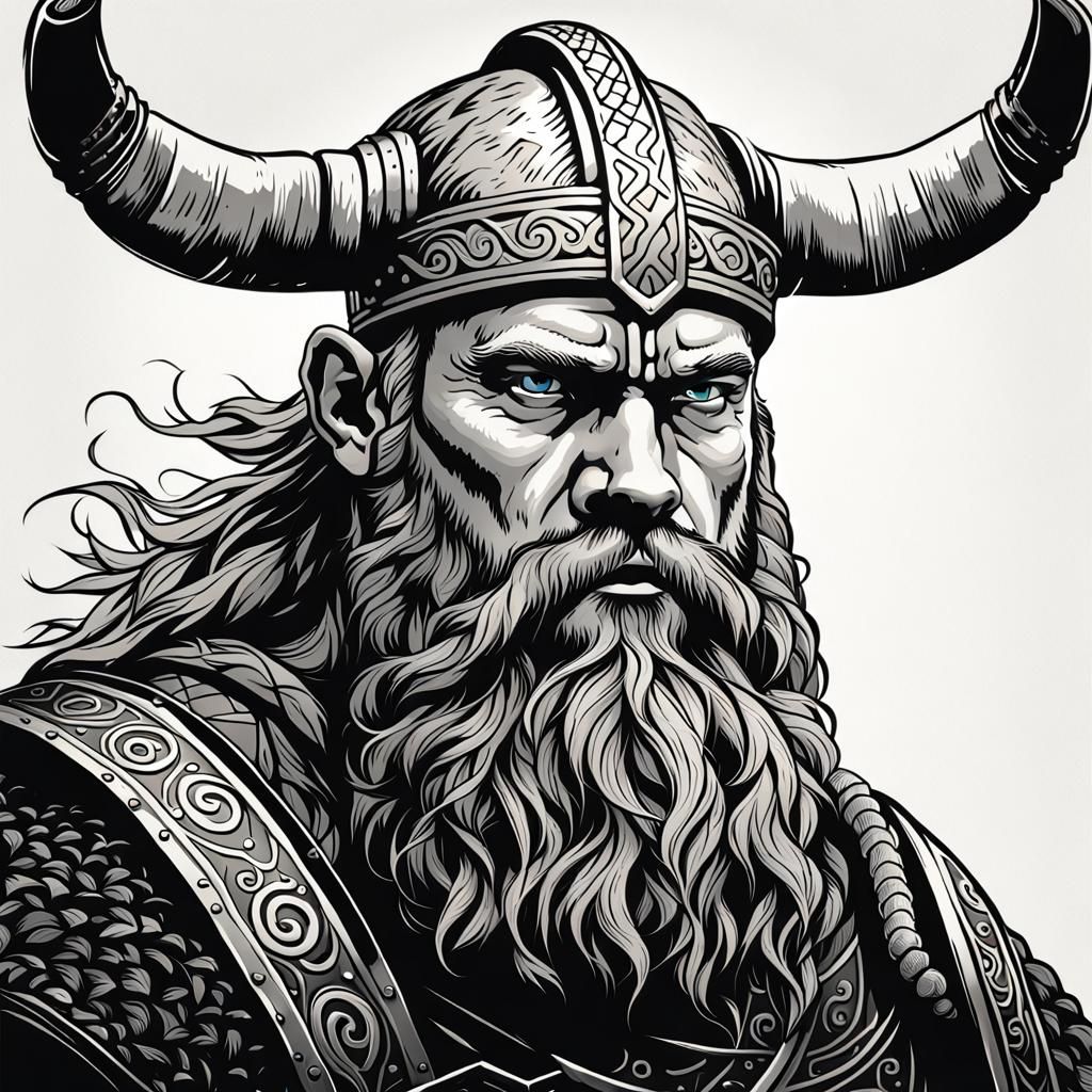 Majestic Ox-Headed Viking King in Realistic Style