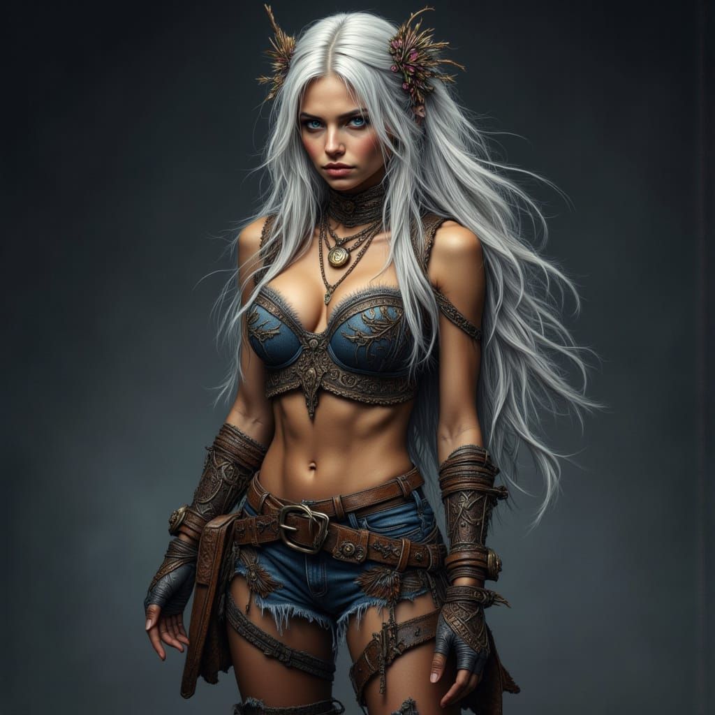 White-Haired Cowgirl Comic Book Cover Illustration