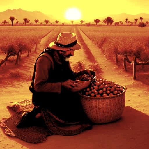 Moroccan Orchard Date Harvest Scene