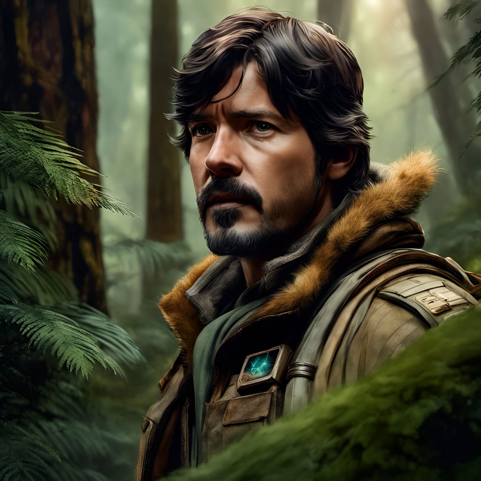 Cassian Andor Portrait on Endor, Digital Art