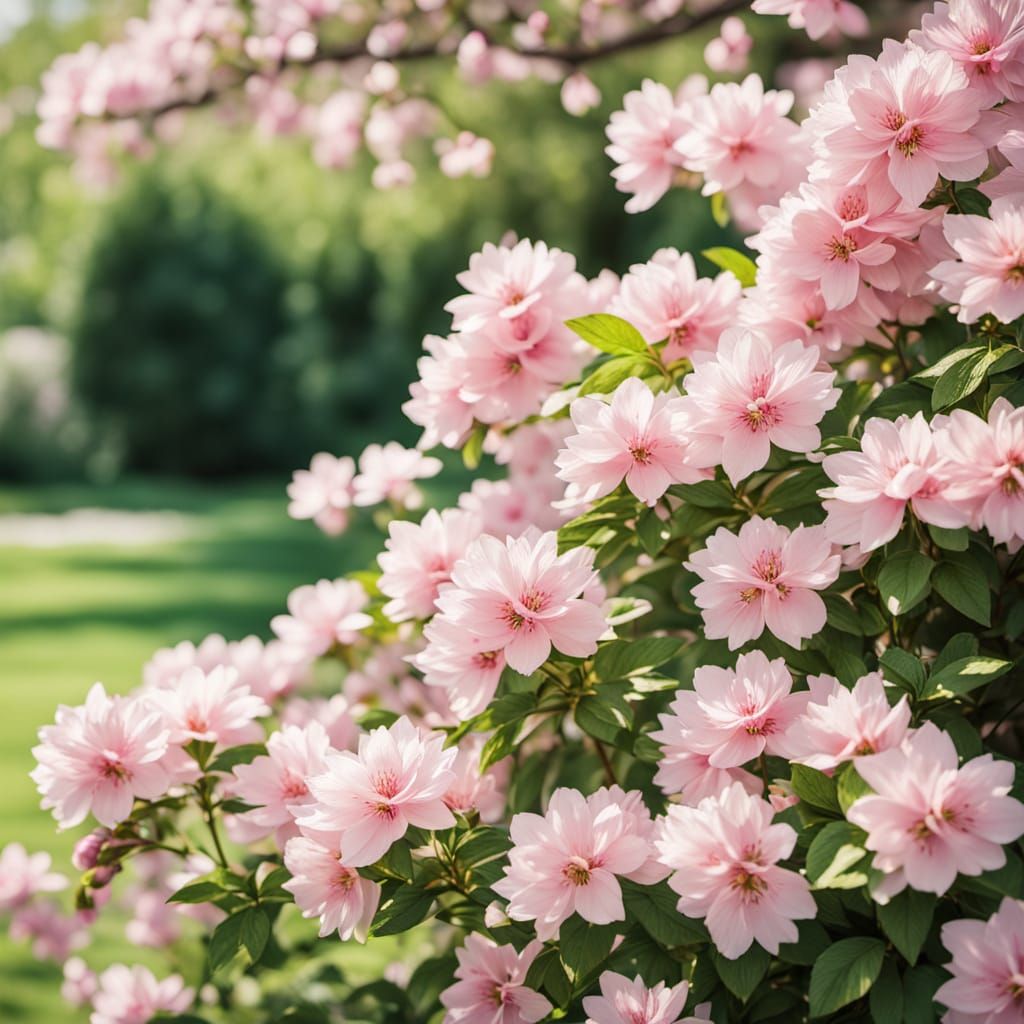 Rustic Countryside Scene with Quaint Cottage and Vibrant Blo...