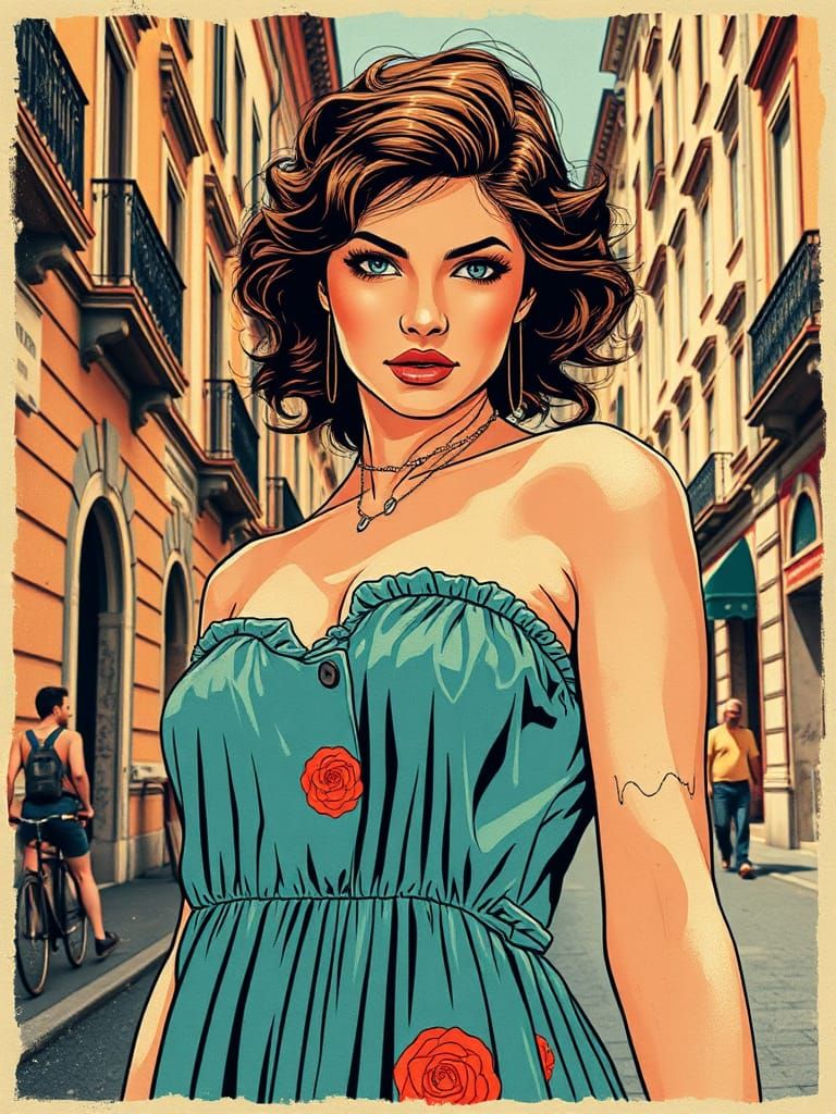 Italian Figure Study in Rome: Retro Print Art