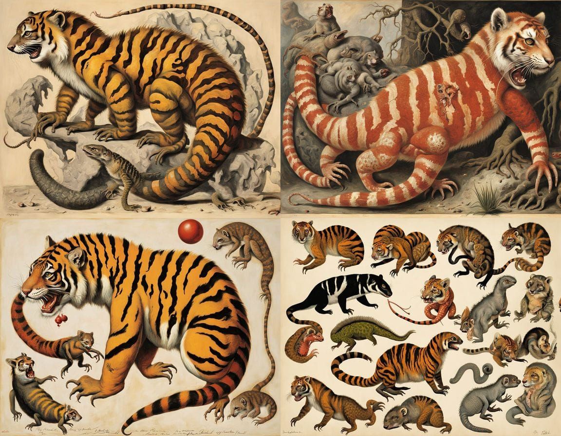 Surrealistic Deformed Animal Experiment in a 1940s Aesthetic