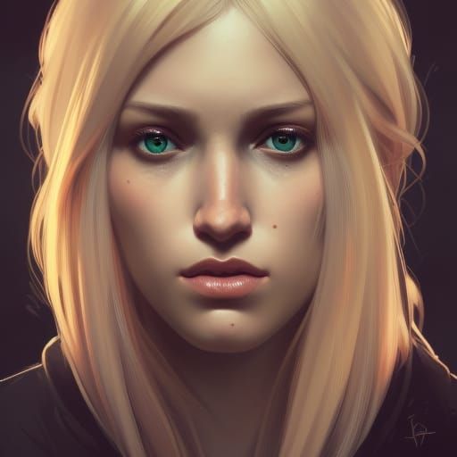 Blonde Girl Portrait in Hyperdetailed Style