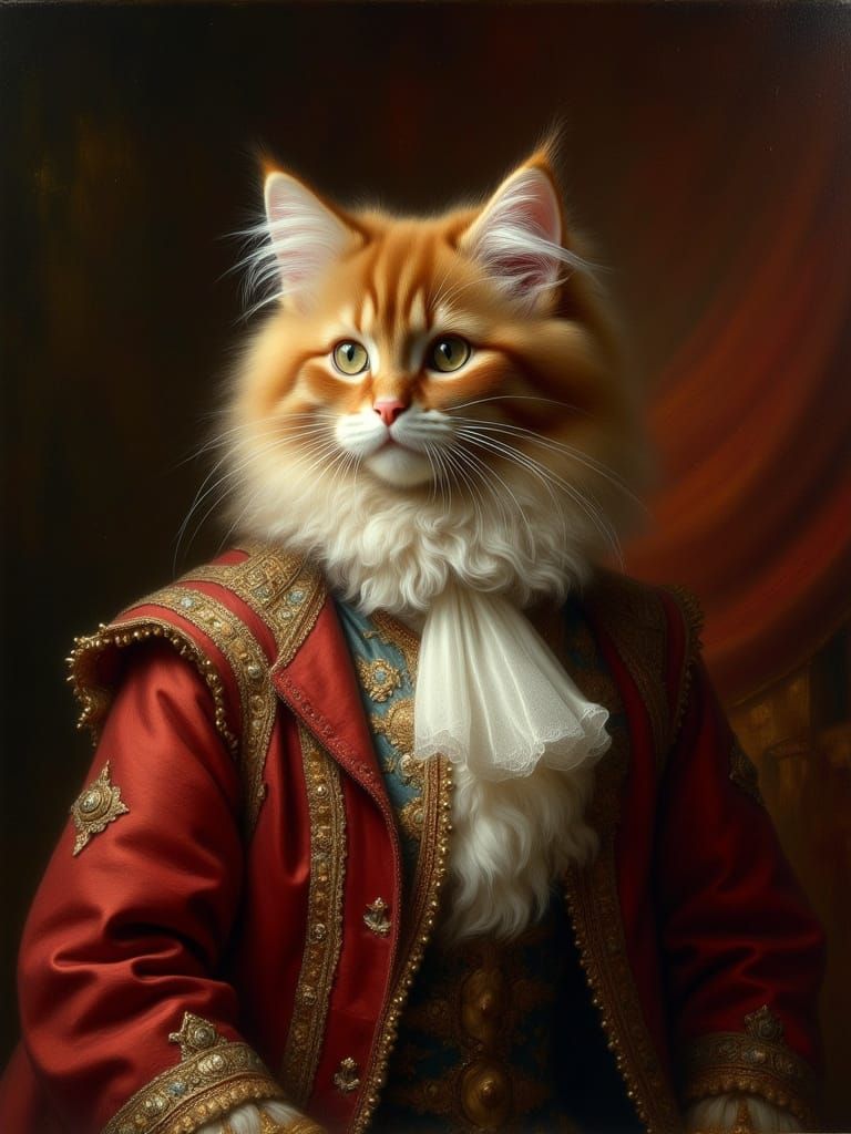 Dog in 18th Century Attire as Oil Painting