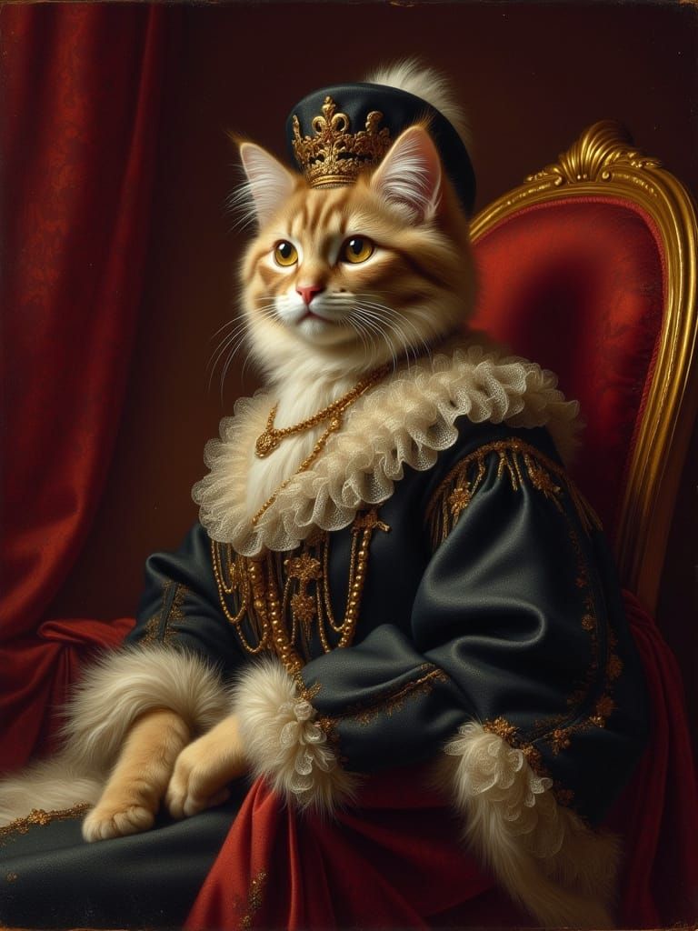 Aristocratic Cat Portrait in 18th Century Style