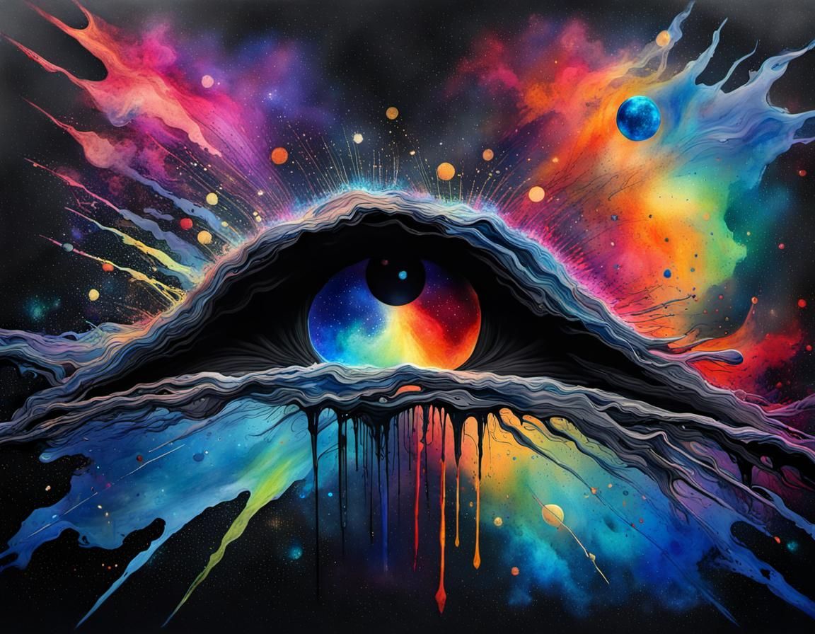 Rainbow Eye in Dark Gothic Impressionist Style