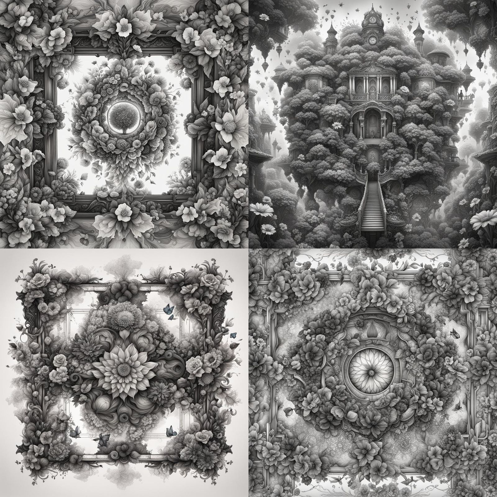 Colorful Upside-Down World with Hand-Drawn Flowers