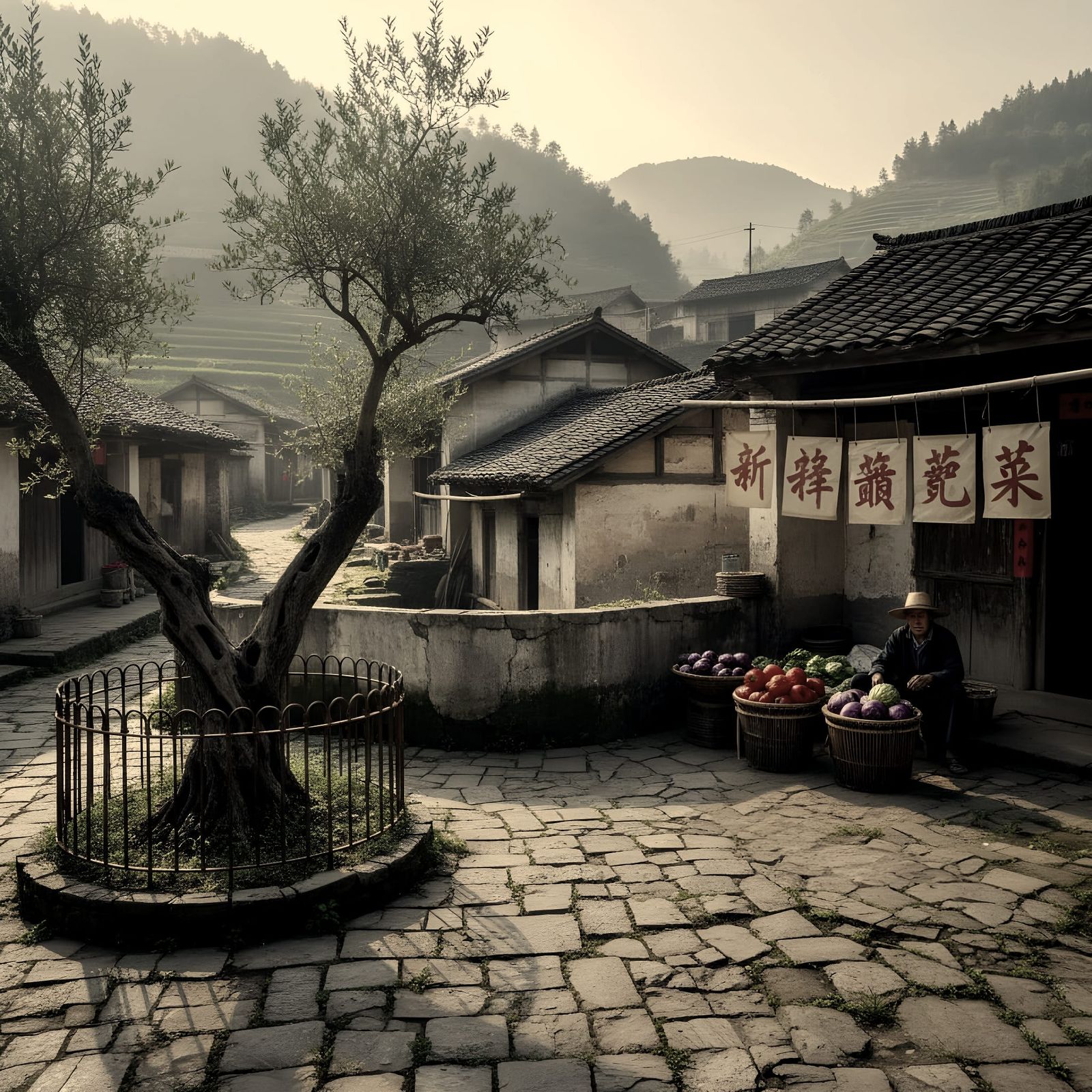 Sha Po Old Village: Ancient Olive Tree & Chinese Market
