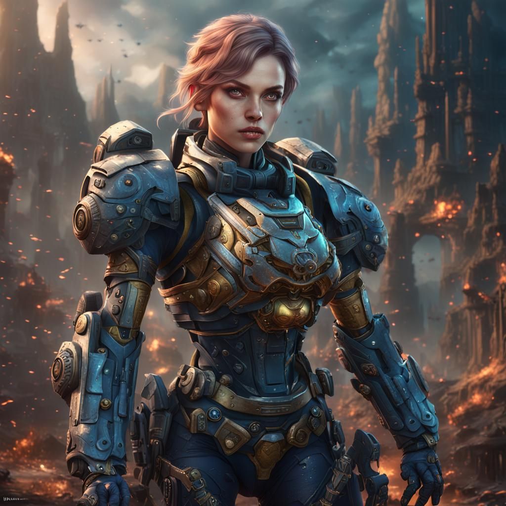 Detailed AI Military Woman: Fantasy Concept Art