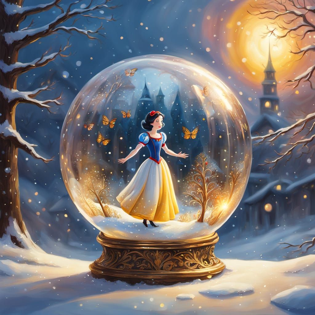 Snow White Celebrates New Year Inside Glass Orb