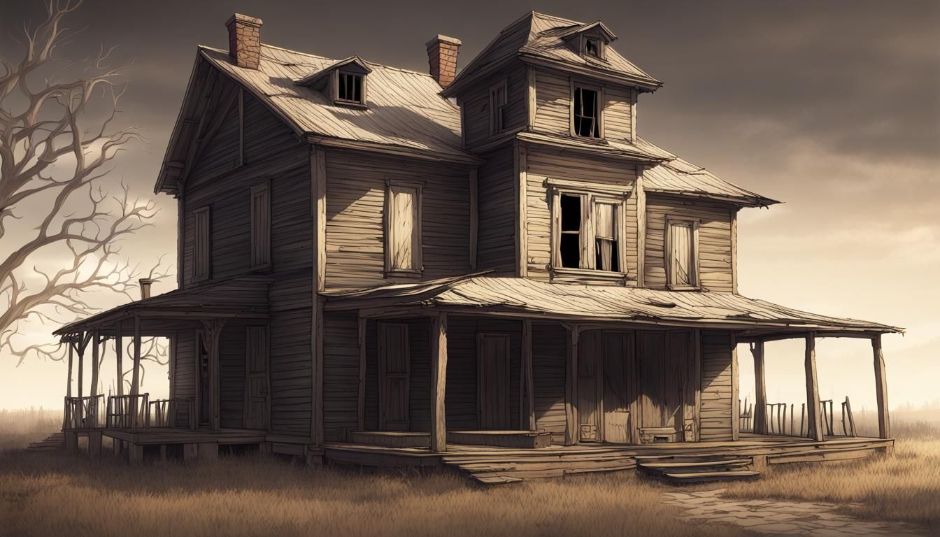 Haunted Farmhouse in Western Style with Volumetric Lighting