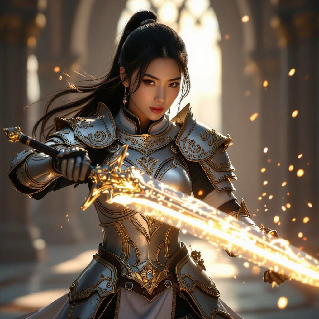 East Asian Paladin with Radiant Sword