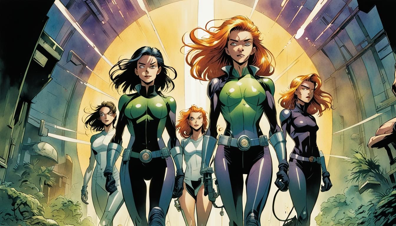 Gen13 Anime Sci-Fi Comic in Ink and Watercolor