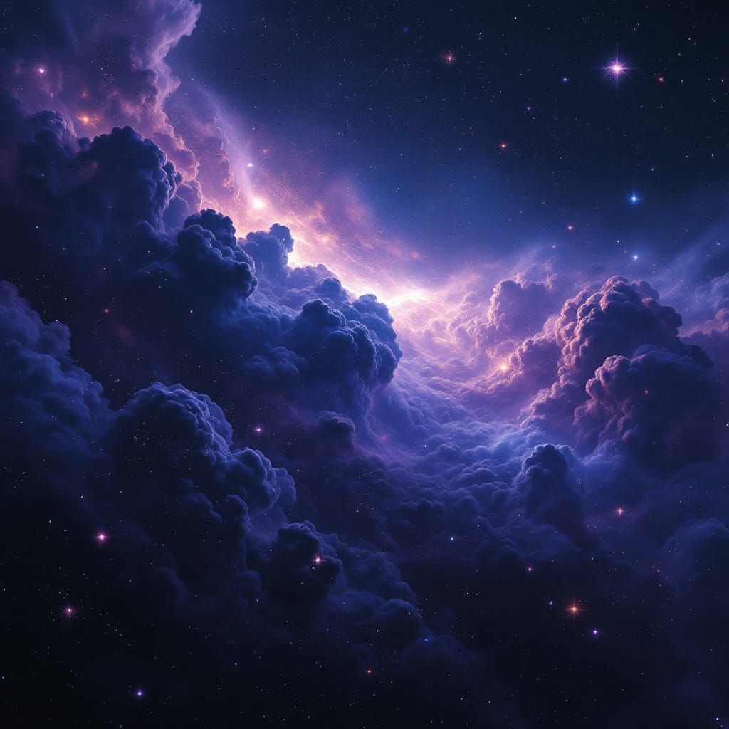 Cosmic Dreamscape in Vibrant Blue-Purple Hues