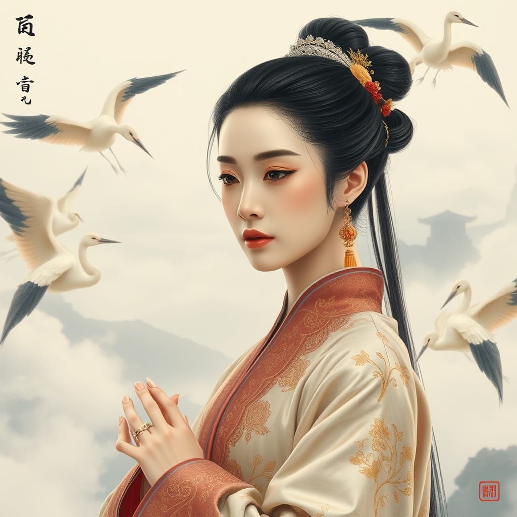 Ancient Chinese Beauty in Hanfu Attire