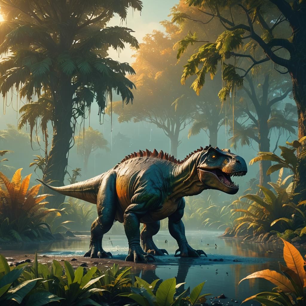 Majestic Tyrannosaurus Rex on Lush Island