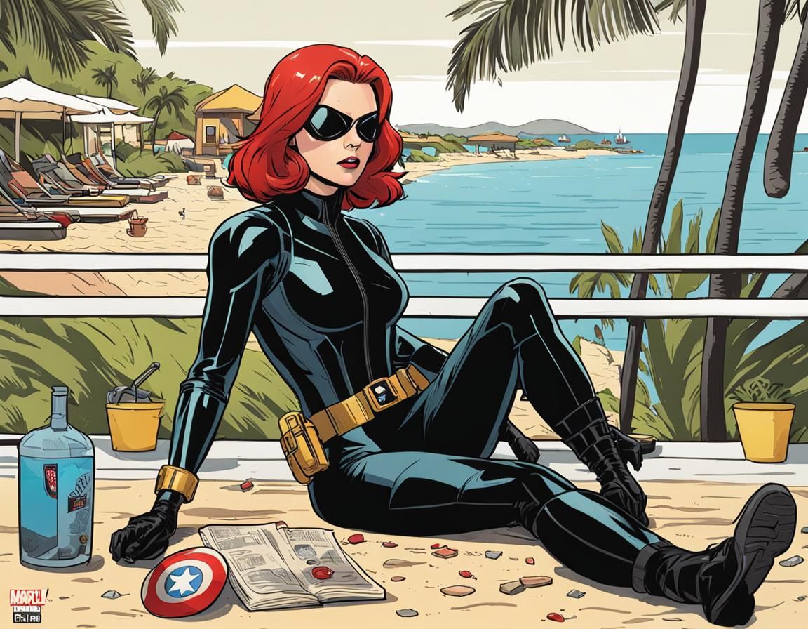 Black Widow Relaxing on Vacation