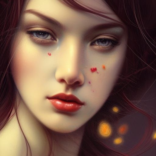 Porcelain Doll in Snowy Forest: Hyperrealistic Illustration