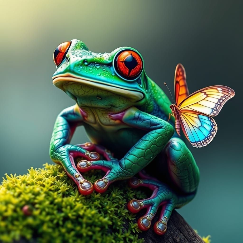 Neon Tree Frog's Surprise: A Digital Art Piece