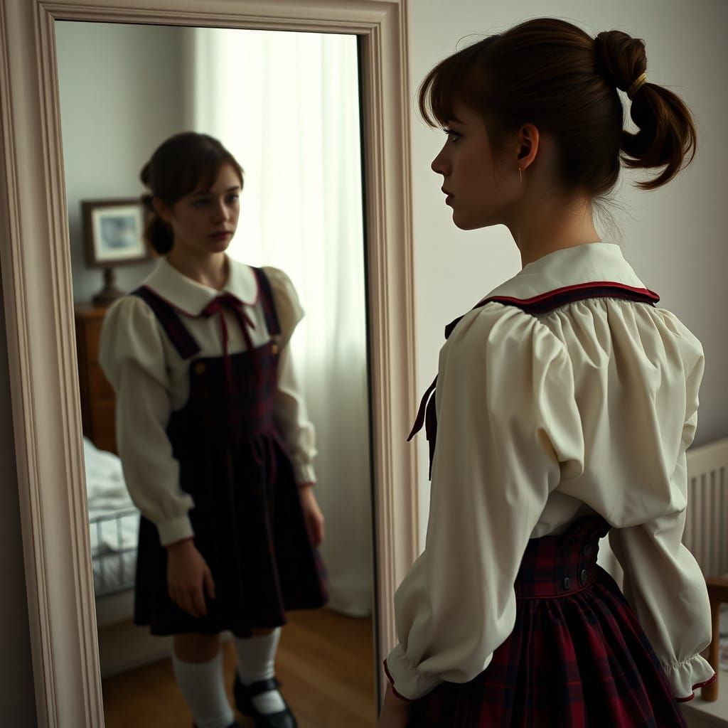Sorrowful Schoolgirl in Contemplation