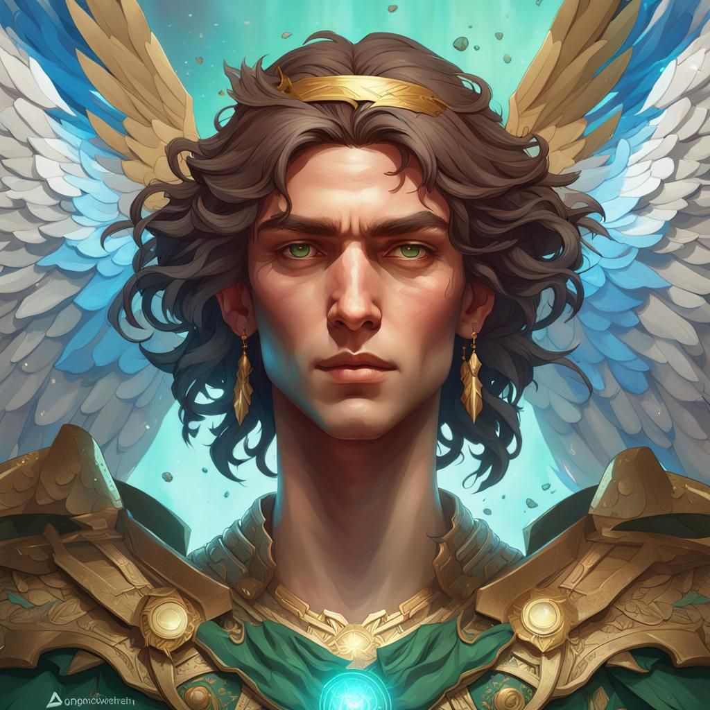Archangel Raphael head and shoulders portrait, 8k resolution concept art portrait by Greg Rutkowski, Artgerm, WLOP, Alph...