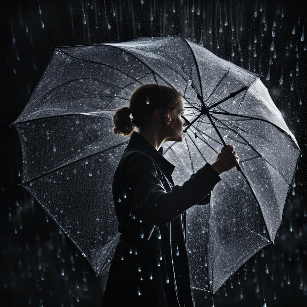 Woman Dancing in Rain: Double Exposure Photography