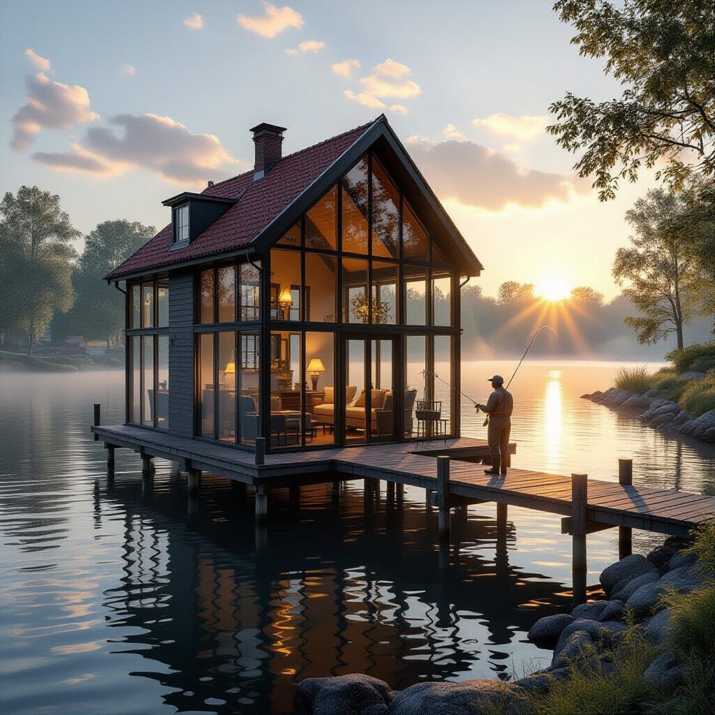 Fisherman's Transparent Pier House in 18th Century Still-Lif...