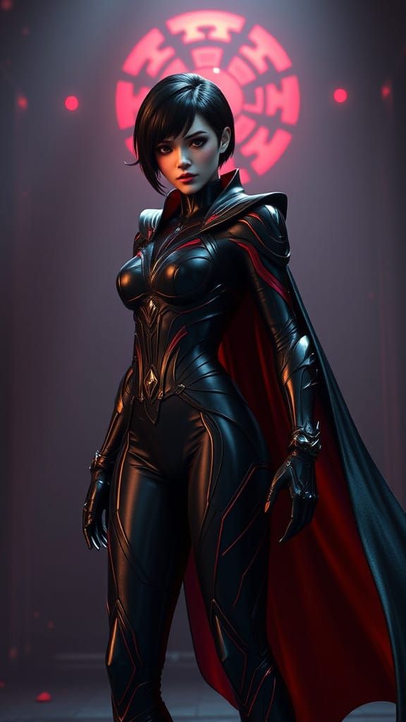 Glowing Fembot in Epic Combat Pose