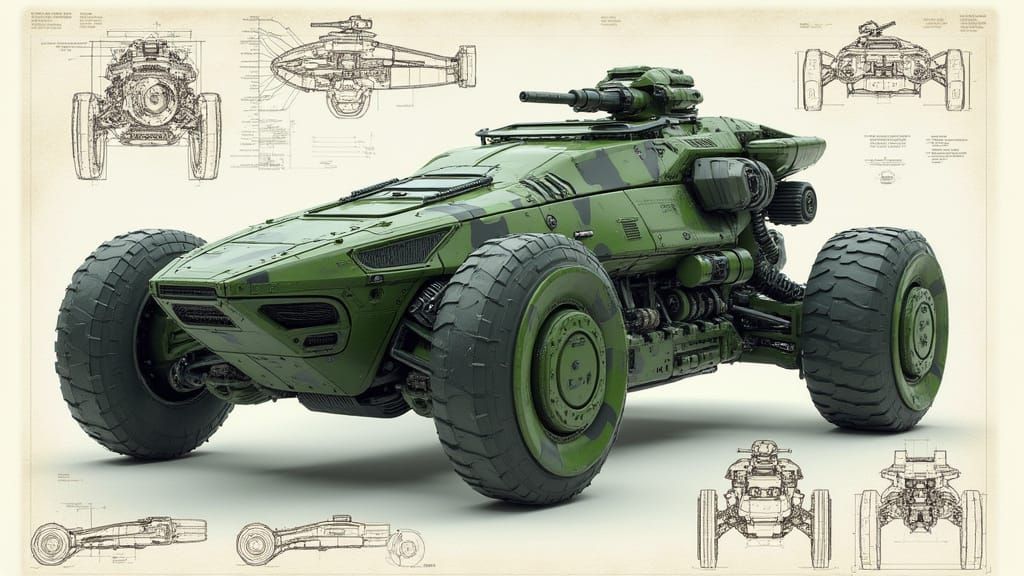 Futuristic Hyperalloy Battle Vehicle Engineering Diagrams