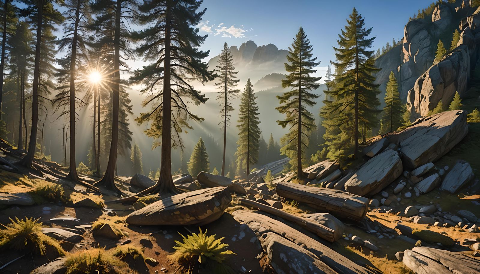 Sunlit Mountain View Photography with Bokeh