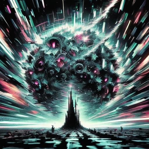 Glitch Effect Planet Line Art in HDR