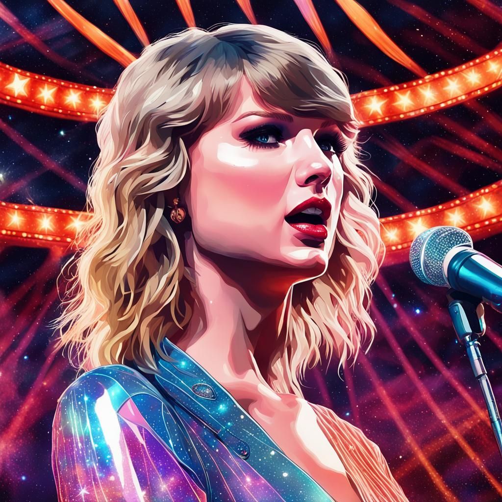 Taylor Swift Circus Performance in Astral Illustration