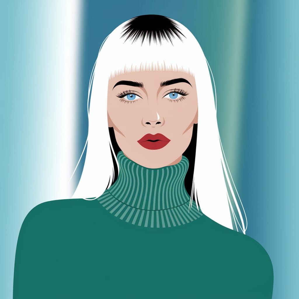 Minimalist Woman Portrait in Flat Design Style