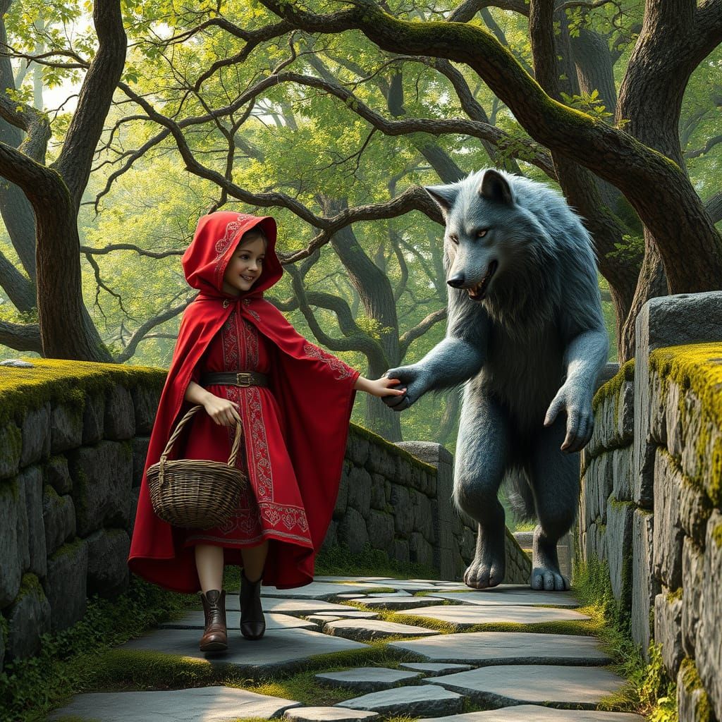 Little Red Riding Hood and the Big Bad Wolf Share a Tender M...