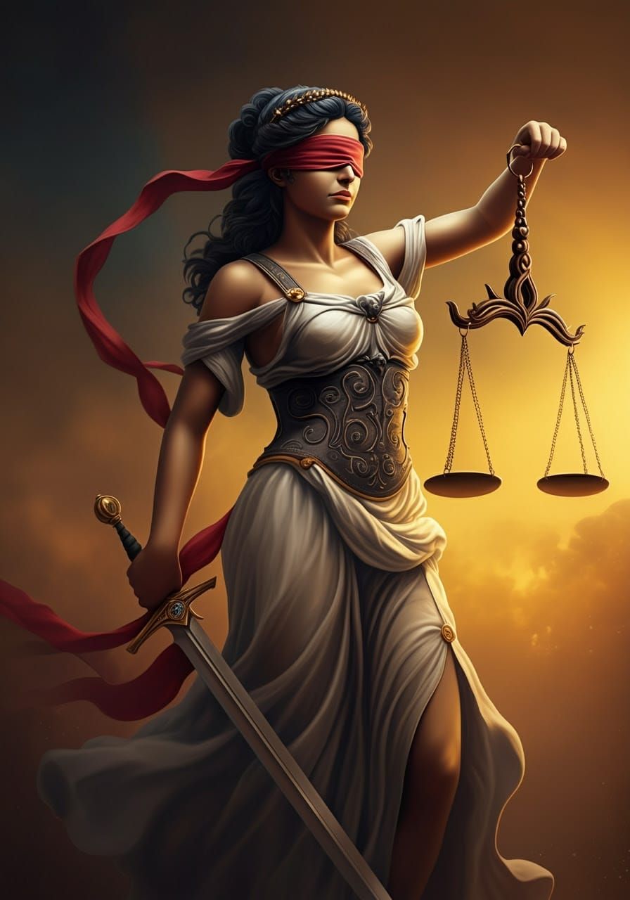 Majestic Roman Goddess Lady Justice Embodies Unwavering Fair...