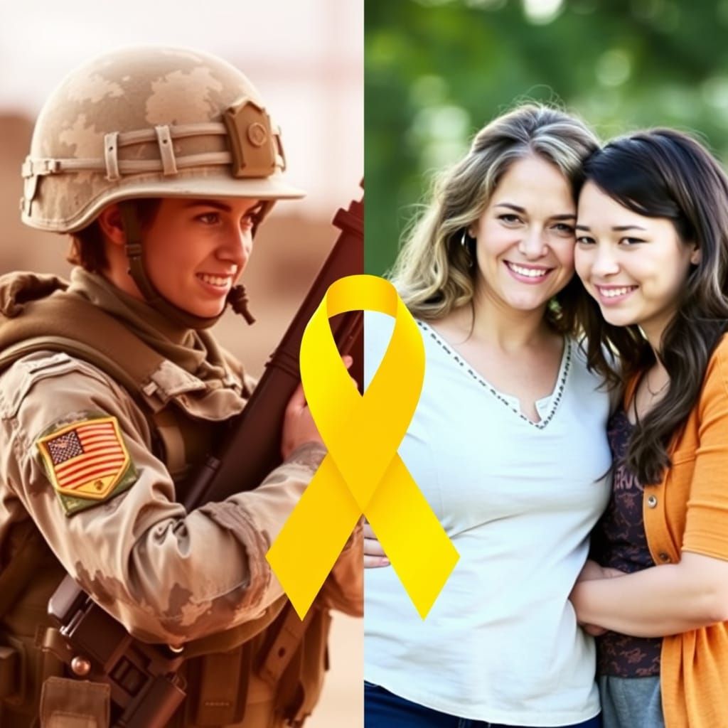 Double Exposure: Women, Soldier, and Yellow Ribbon
