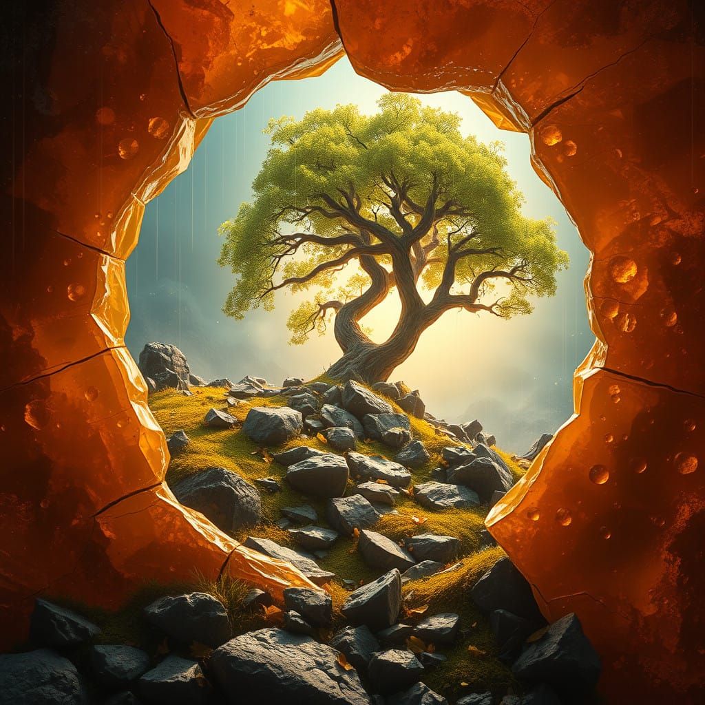 Mystical Amber Portal Unveils Ancient Forest Sanctuary