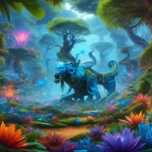 Beautiful Na'vi Woman in Jungle, as 3D Digital Art