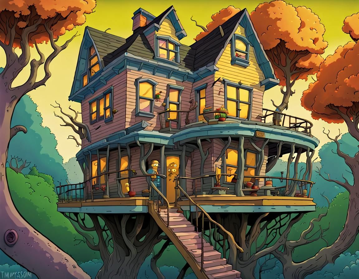 Colossal Treehouse of Horror in Cartoon Style